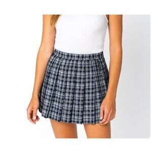 Cali 1851 Los Angeles black white plaid side zip school girl pleated skirt SZ M